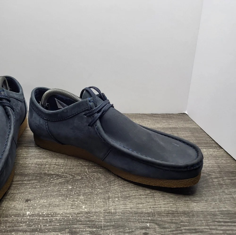 Clarks Collection Wallabees Shoes Men Size 12 Blue Suede Leather Moccasin 15522